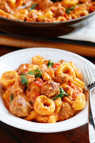 One Skillet Italian Sausage Tortellini Recipe - Two Cans On A String